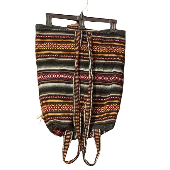 Boho Bag/Backpack with Multicolor Stripes - Picture 2 of 8